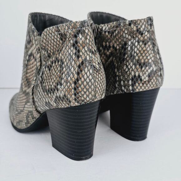 Women's Python Print Side Zip Block Heel Ankle Boots Size 7.5M - Picture 6 of 11